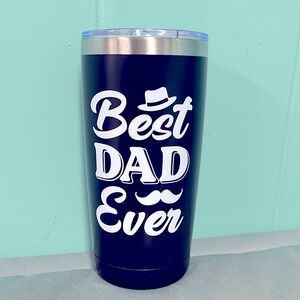 BNIB BLACK STAINLESS STEEL “BEST DAD EVER” “DADDY”20 oz. STAINLESS STEEL TUMBLER